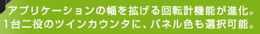 �A�v���P�[�V�����̕����g�����]�v�@�\���i���B1�����̃c�C���J�E���^�ɁA�p�l���F���I���\�B