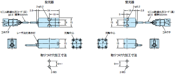 ZX-L スマートセンサ レーザタイプ/外形寸法 | オムロン制御機器