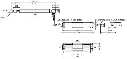 ZX-T スマートセンサ 高精度接触タイプ/外形寸法 | オムロン制御機器