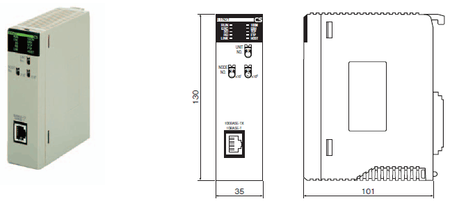 CS1W-ETN21 CSシリーズ Ethernetユニット/外形寸法 | オムロン制御機器
