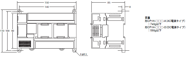 CP1H 外形寸法 3 