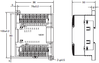 CP1E CPシリーズ CP1E CPUユニット/外形寸法 | オムロン制御機器