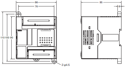 CP1E CPシリーズ CP1E CPUユニット/外形寸法 | オムロン制御機器