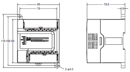 CP1E CPシリーズ CP1E CPUユニット/外形寸法 | オムロン制御機器