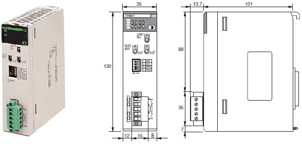 CS1W-DRM21-V1 外形寸法 1 CS1W-DRM21-V1_Dim