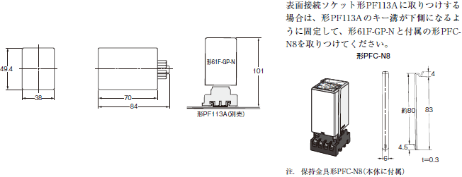 61F-GP-N□ 外形寸法 1 