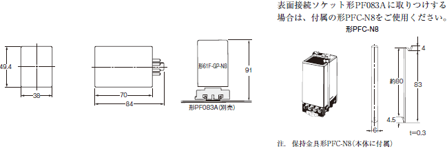 61F-GP-N□ 外形寸法 2 
