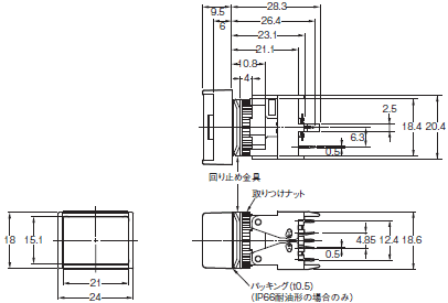 A16□-P 外形寸法 1 