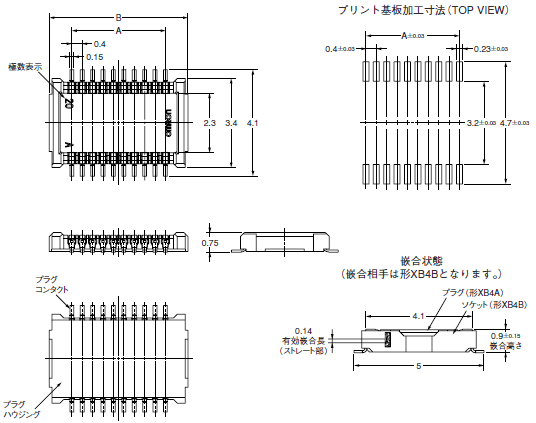 XB4A, XB4B 外形寸法 2 