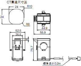 ZN-CTX / CTS / CTM 簡易電力ロガー/外形寸法 | オムロン制御機器