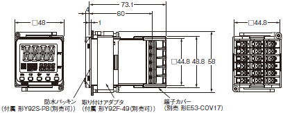 E5CC / E5CC-B / E5CC-U 外形寸法 2 