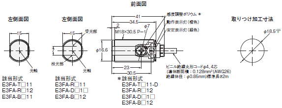 E3FA 外形寸法 2 