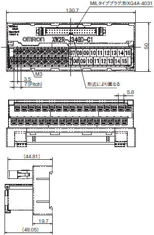 XW2R（PLC接続タイプ） 外形寸法 10 