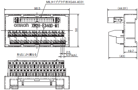 XW2R（PLC接続タイプ） 外形寸法 34 