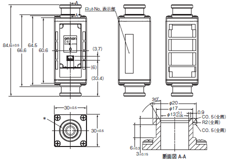 D6F-A7 / -L7 / -N7 外形寸法 2 