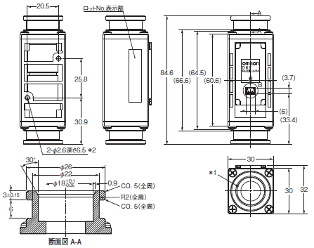 D6F-AB71 外形寸法 2 