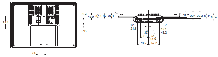 NAシリーズ プログラマブルターミナル/外形寸法 | オムロン制御機器