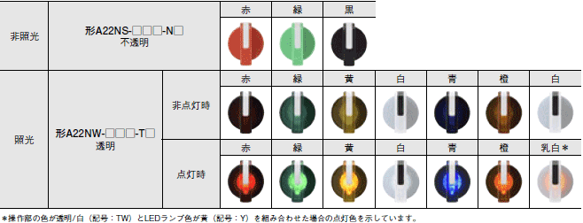 A22NS / A22NW 形式/種類 1 