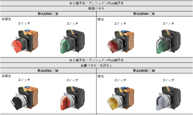 A22NS / A22NW 形式/種類 2 