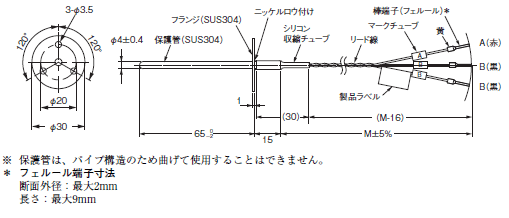 E52 フェルール端子 (ローコストタイプ) 外形寸法 5 