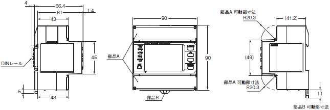 KM-N2-FLK 外形寸法 2 