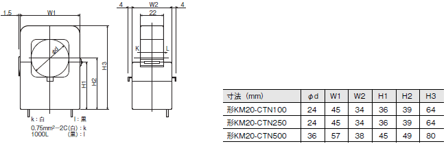KM-N2-FLK 外形寸法 3 