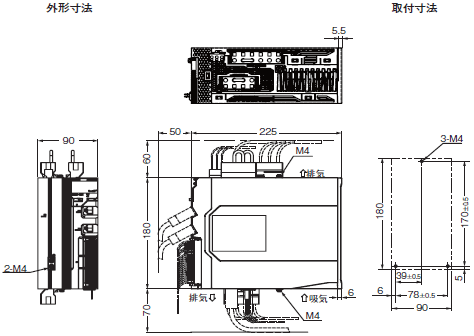 R88M-1□ / R88D-1SN□-ECT 外形寸法 5 