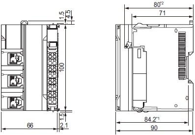 NX102-□□□□ 外形寸法 2 