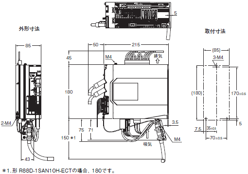 R88M-1A□ / R88D-1SAN□-ECT 外形寸法 2