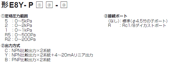 E8Y-P 形式/種類 1 