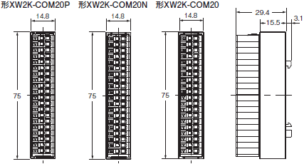 XW2K-COM 外形寸法 1 