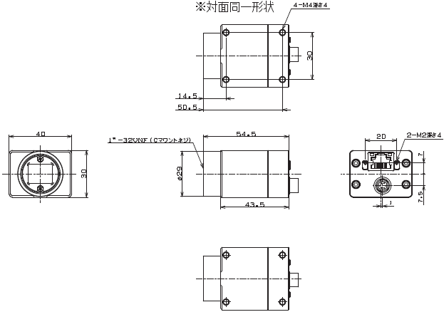 STCシリーズ（GigE Vision CMOS 小型モデル） 外形寸法 3 