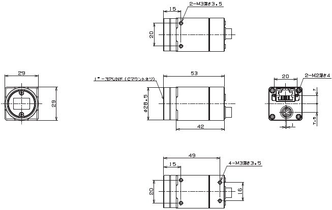 STCシリーズ（GigE Vision CMOS 小型モデル） 外形寸法 5 