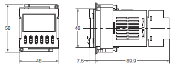 H5CC デジタルタイマ/外形寸法 | オムロン制御機器