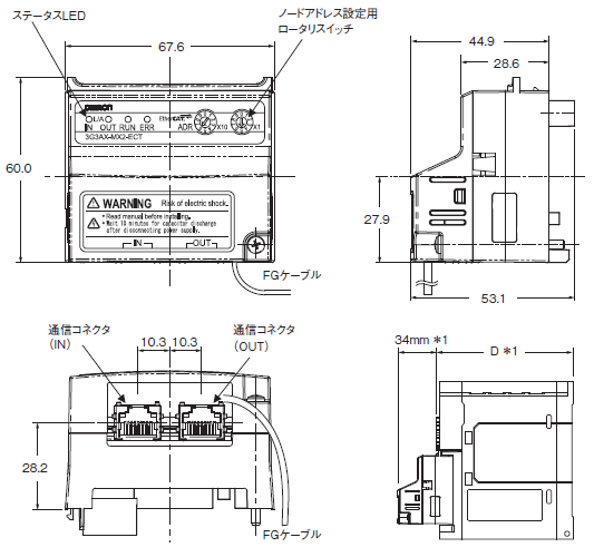 3G3MX2-V2 外形寸法 9 