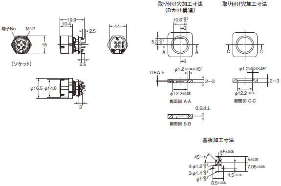 XS5□-T 外形寸法 15 