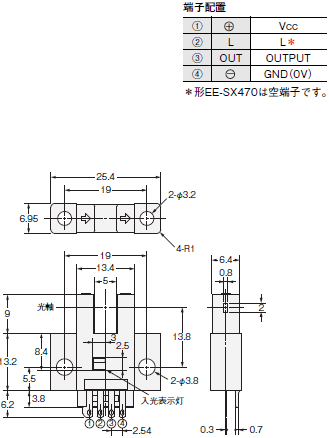 EE-SX47 / 67 外形寸法 3 