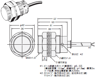 E2FQ 耐薬品タイプ近接センサ/外形寸法 | オムロン制御機器