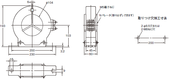 OTG-N / OTG-D 零相変流器/外形寸法 | オムロン制御機器