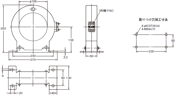 OTG-N / OTG-D 零相変流器/外形寸法 | オムロン制御機器