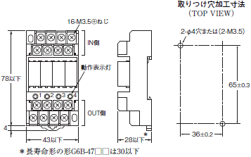 G6B-4□□ND ターミナルリレー/外形寸法 | オムロン制御機器