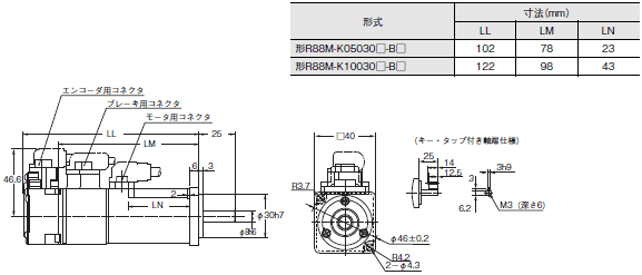 R88M-K, R88D-KN□-ECT 外形寸法 22 