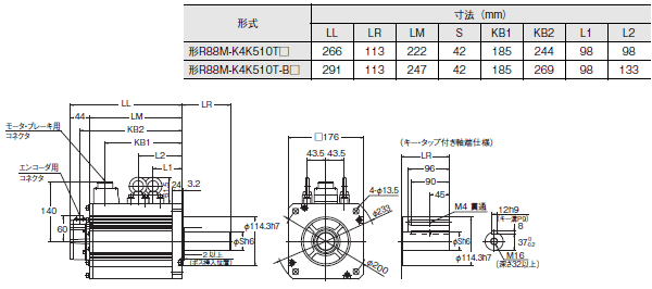 R88M-K, R88D-KN□-ECT 外形寸法 92 