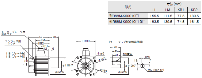 R88M-K, R88D-KN□-ML2 外形寸法 104 