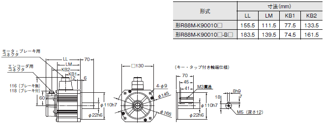 R88M-K, R88D-KN□-ECT 外形寸法 99 