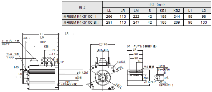 R88M-K, R88D-KN□-ECT 外形寸法 105 