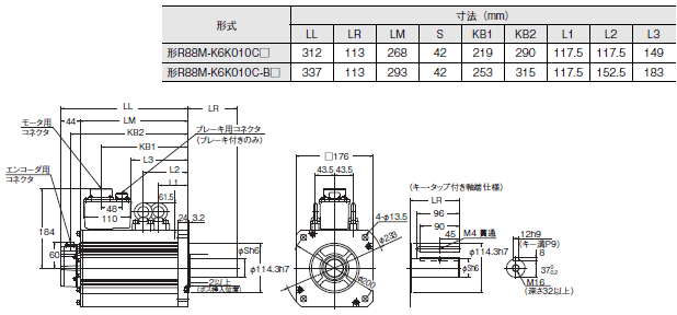 R88M-K, R88D-KN□-ECT 外形寸法 108 