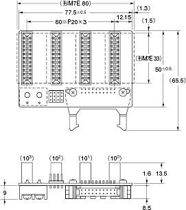 M7E(文字高さ14mm用マザーボード) 外形寸法 1 