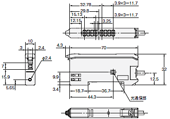 E32-HB04, E3X-DAT□-S 外形寸法 4 