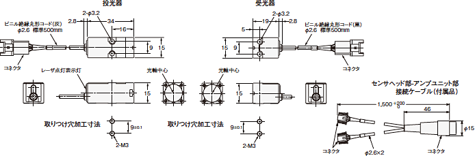 ZX-L-N スマートセンサ レーザタイプ/外形寸法 | オムロン制御機器